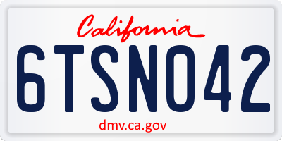 CA license plate 6TSN042