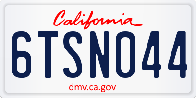 CA license plate 6TSN044