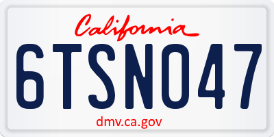 CA license plate 6TSN047