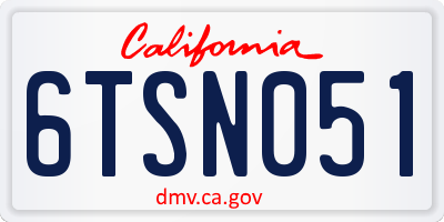 CA license plate 6TSN051