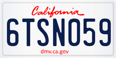 CA license plate 6TSN059