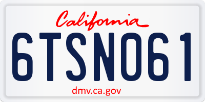 CA license plate 6TSN061