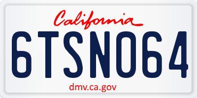 CA license plate 6TSN064