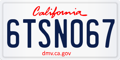 CA license plate 6TSN067