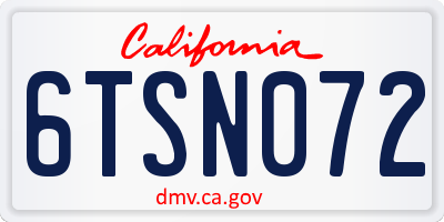 CA license plate 6TSN072