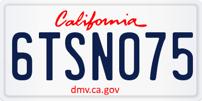 CA license plate 6TSN075
