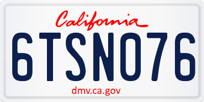 CA license plate 6TSN076