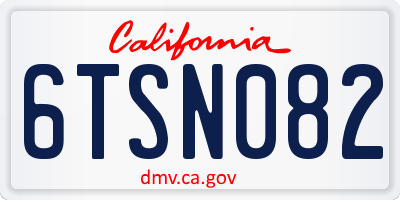 CA license plate 6TSN082