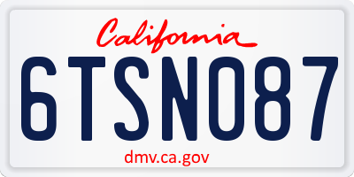 CA license plate 6TSN087