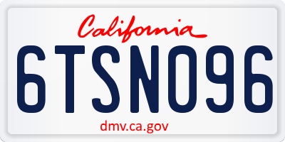 CA license plate 6TSN096