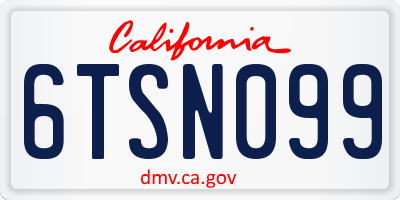 CA license plate 6TSN099