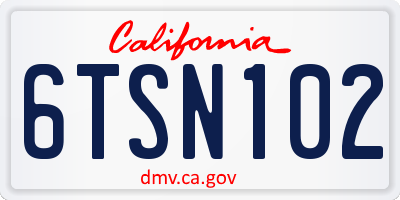CA license plate 6TSN102