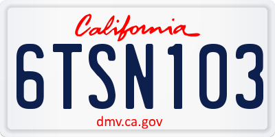 CA license plate 6TSN103