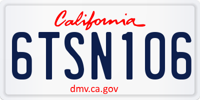 CA license plate 6TSN106