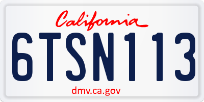 CA license plate 6TSN113