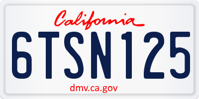 CA license plate 6TSN125
