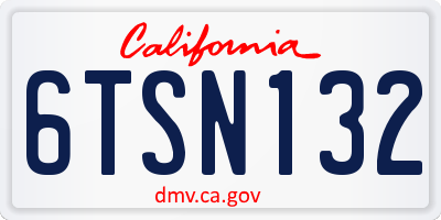 CA license plate 6TSN132