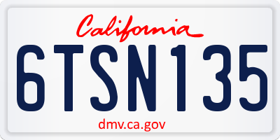 CA license plate 6TSN135