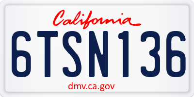 CA license plate 6TSN136