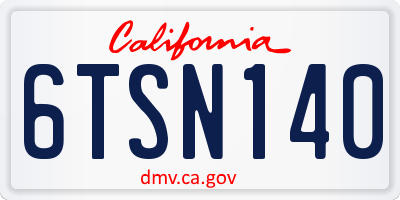 CA license plate 6TSN140
