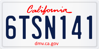 CA license plate 6TSN141