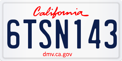 CA license plate 6TSN143