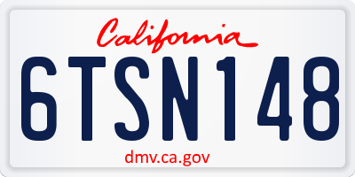 CA license plate 6TSN148
