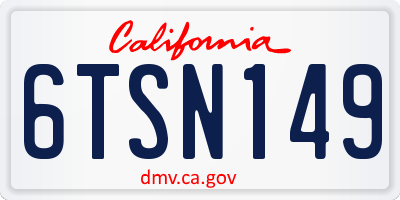 CA license plate 6TSN149
