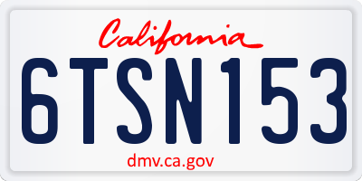 CA license plate 6TSN153