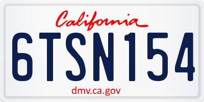 CA license plate 6TSN154