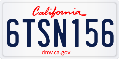 CA license plate 6TSN156