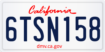 CA license plate 6TSN158