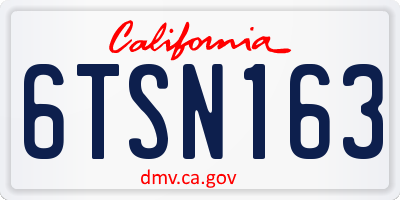 CA license plate 6TSN163