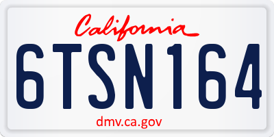 CA license plate 6TSN164