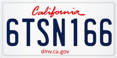 CA license plate 6TSN166