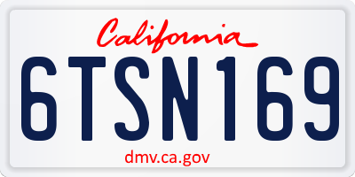 CA license plate 6TSN169