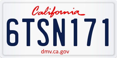 CA license plate 6TSN171