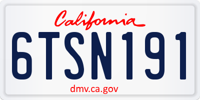 CA license plate 6TSN191