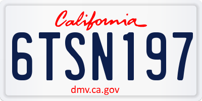 CA license plate 6TSN197