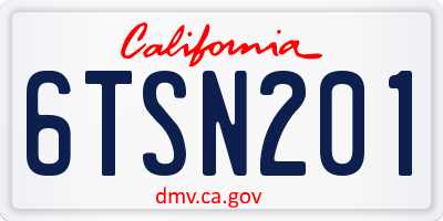CA license plate 6TSN201