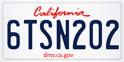 CA license plate 6TSN202