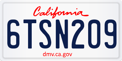 CA license plate 6TSN209