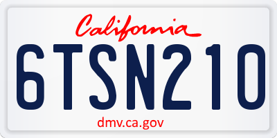 CA license plate 6TSN210
