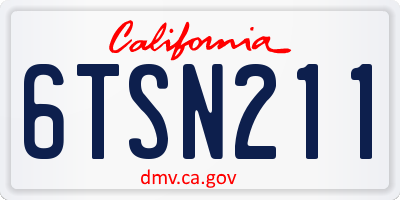CA license plate 6TSN211