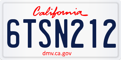 CA license plate 6TSN212