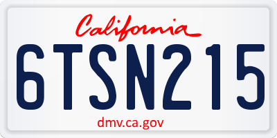 CA license plate 6TSN215