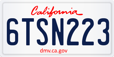 CA license plate 6TSN223