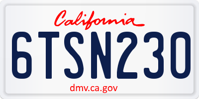 CA license plate 6TSN230