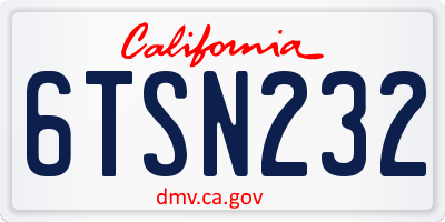 CA license plate 6TSN232