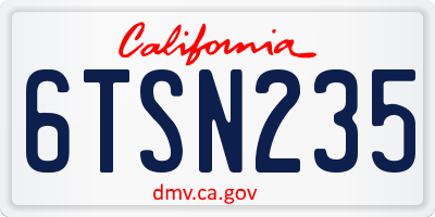 CA license plate 6TSN235